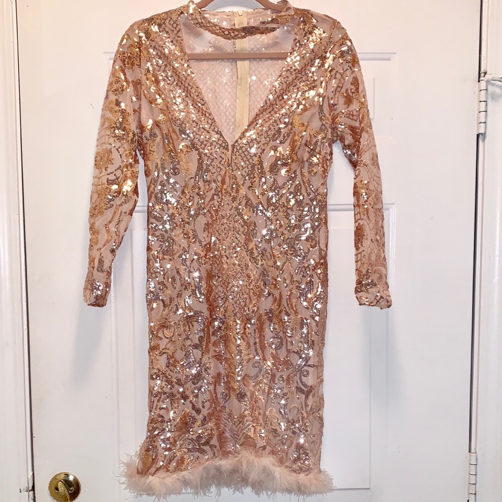 Champagne sequins Prom dress
